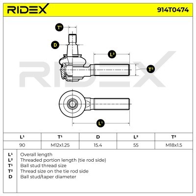 Spurstangenkopf RIDEX 914T0474 914T0474 - foto 6