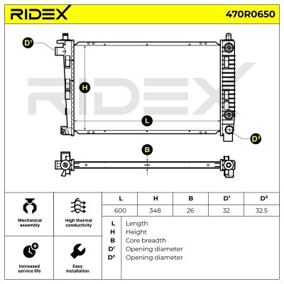 Kühler, Motorkühlung RIDEX 470R0650 470R0650 - foto 5