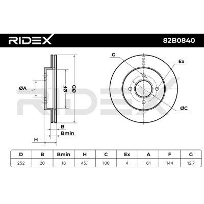 Bremsscheibe RIDEX 82B0840 82B0840 - foto 4