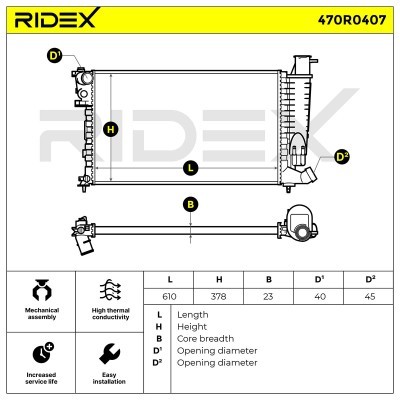 Kühler, Motorkühlung RIDEX 470R0407 470R0407 - foto 6