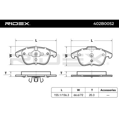 Bremsbeläge Satz RIDEX 402B0052 402B0052 - foto 3