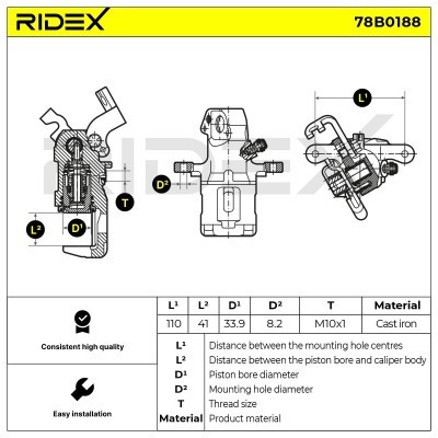 Bremssattel RIDEX 78B0188 78B0188 - foto 5