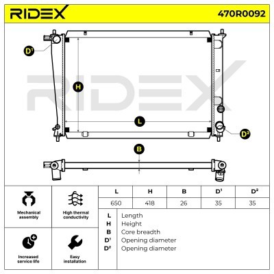 Kühler, Motorkühlung RIDEX 470R0092 470R0092 - foto 3