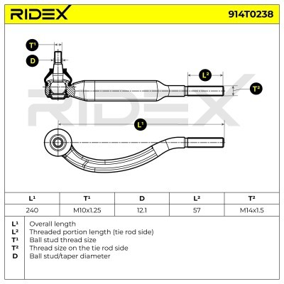 Spurstangenkopf RIDEX 914T0238 914T0238 - foto 3
