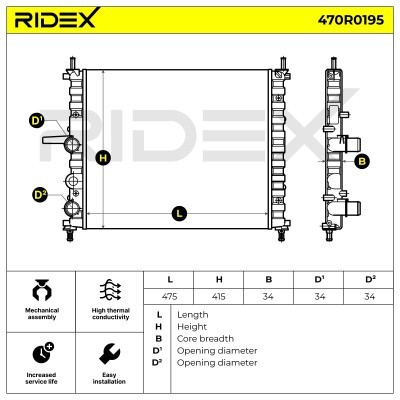 Kühler, Motorkühlung RIDEX 470R0195 470R0195 - foto 5