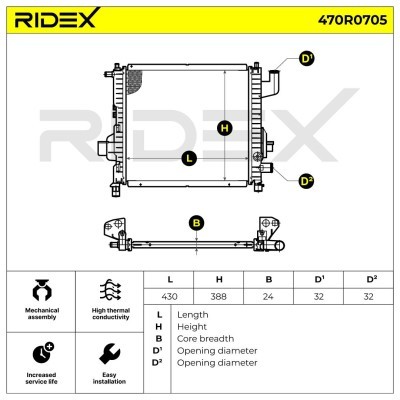 Kühler, Motorkühlung RIDEX 470R0705 470R0705 - foto 5