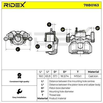 Bremssattel RIDEX 78B0163 78B0163 - foto 2
