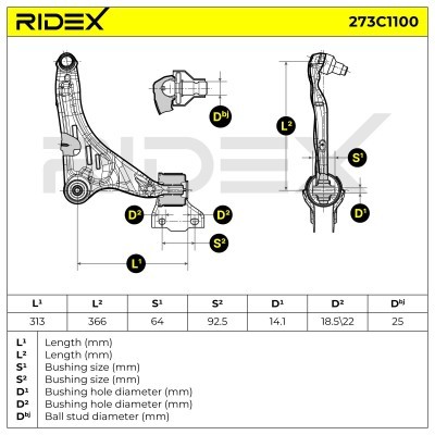 Querlenker RIDEX 273C1100 273C1100 - foto 6