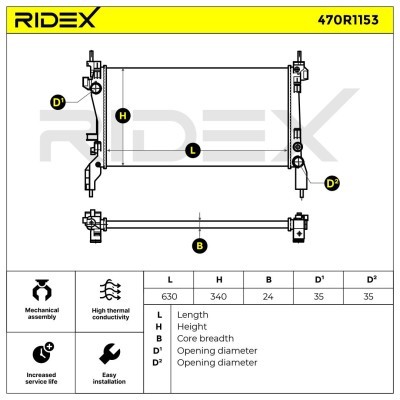 Kühler, Motorkühlung RIDEX 470R1153 470R1153 - foto 4