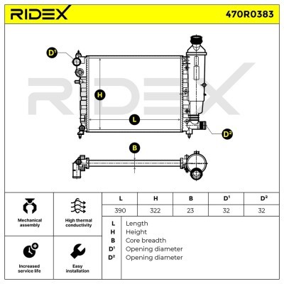 Kühler, Motorkühlung RIDEX 470R0383 470R0383 - foto 8