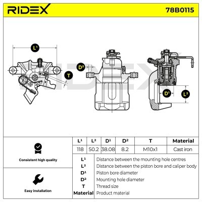 Bremssattel RIDEX 78B0115 78B0115 - foto 5