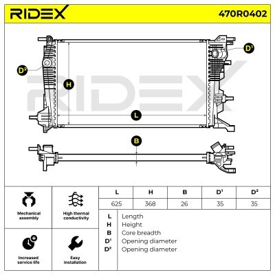 Kühler, Motorkühlung RIDEX 470R0402 470R0402 - foto 3