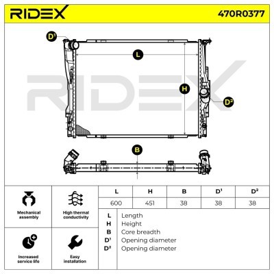 Kühler, Motorkühlung RIDEX 470R0377 470R0377 - foto 4