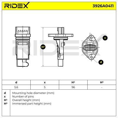 Luftmassenmesser RIDEX 3926A0411 3926A0411 - foto 7