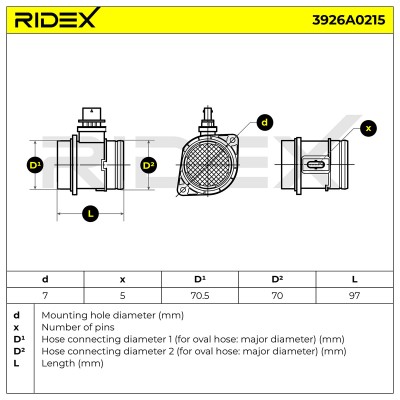 Luftmassenmesser RIDEX 3926A0215 3926A0215 - foto 6