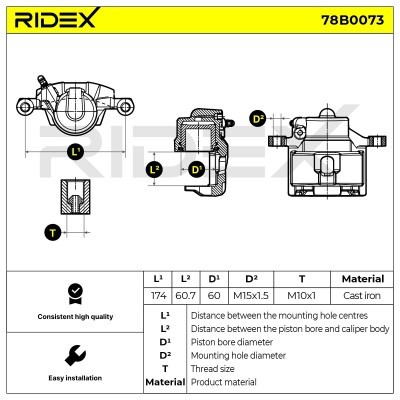 Bremssattel RIDEX 78B0073 78B0073 - foto 5