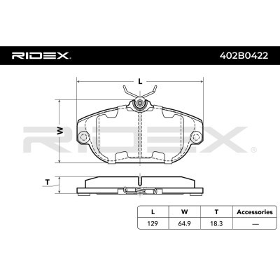Bremsbeläge Satz RIDEX 402B0422 402B0422 - foto 2