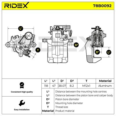Bremssattel RIDEX 78B0092 78B0092 - foto 4