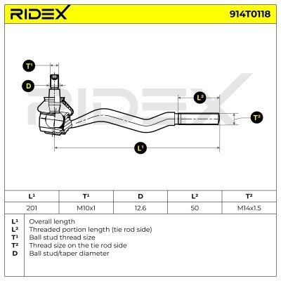 Spurstangenkopf RIDEX 914T0118 914T0118 - foto 6