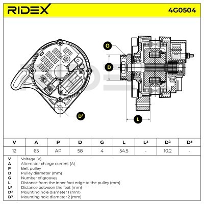 Generator RIDEX 4G0504 4G0504 - foto 7