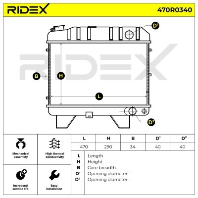 Kühler, Motorkühlung RIDEX 470R0340 470R0340 - foto 8