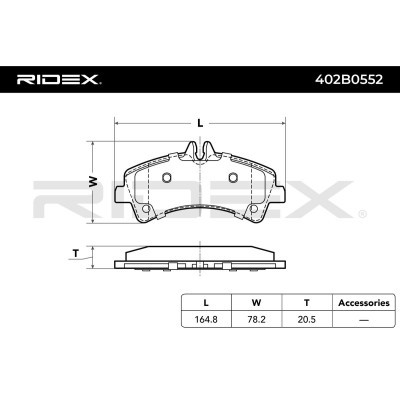 Bremsbeläge Satz RIDEX 402B0552 402B0552 - foto 8