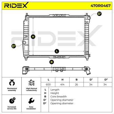 Kühler, Motorkühlung RIDEX 470R0467 470R0467 - foto 4