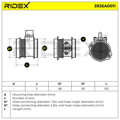 Luftmassenmesser RIDEX 3926A0011 3926A0011 - foto 8