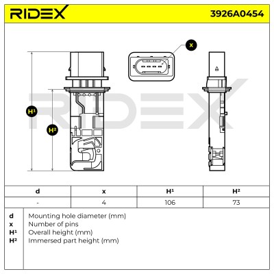 Luftmassenmesser RIDEX 3926A0454 3926A0454 - foto 5