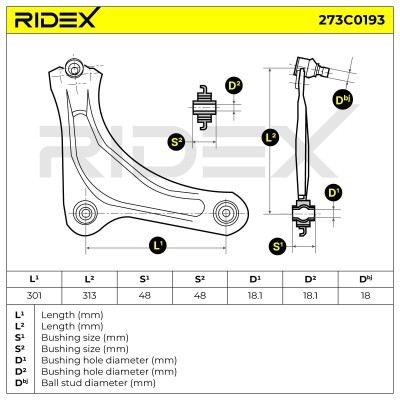 Querlenker RIDEX 273C0193 273C0193 - foto 4
