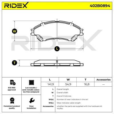 Bremsbeläge Satz RIDEX 402B0894 402B0894 - foto 6