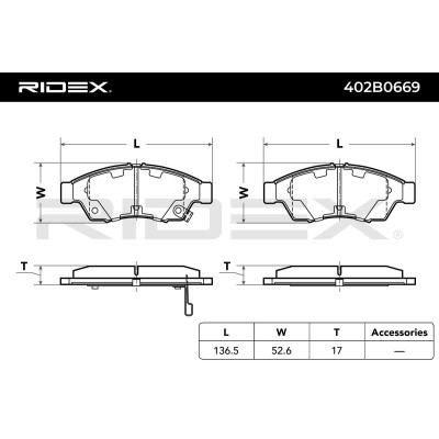 Bremsbeläge Satz RIDEX 402B0669 402B0669 - foto 8