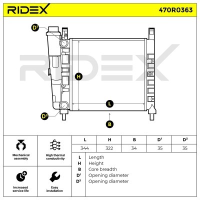 Kühler, Motorkühlung RIDEX 470R0363 470R0363 - foto 7