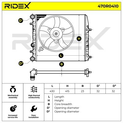 Kühler, Motorkühlung RIDEX 470R0410 470R0410 - foto 5