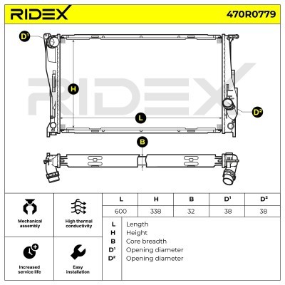 Kühler, Motorkühlung RIDEX 470R0779 470R0779 - foto 6
