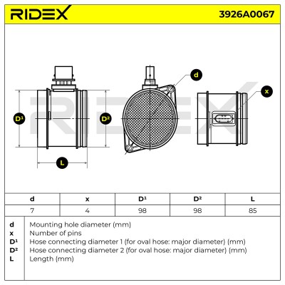 Luftmassenmesser RIDEX 3926A0067 3926A0067 - foto 8