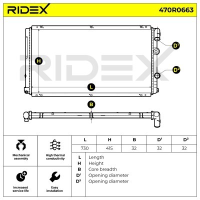 Kühler, Motorkühlung RIDEX 470R0663 470R0663 - foto 5