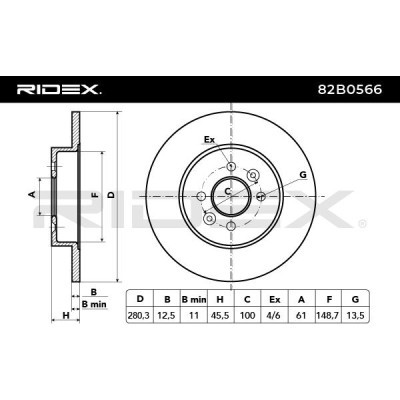 Bremsscheibe RIDEX 82B0566 82B0566 - foto 5