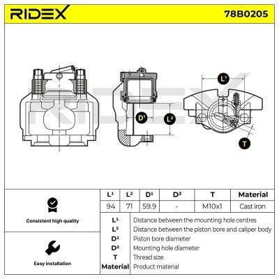 Bremssattel RIDEX 78B0205 78B0205 - foto 5