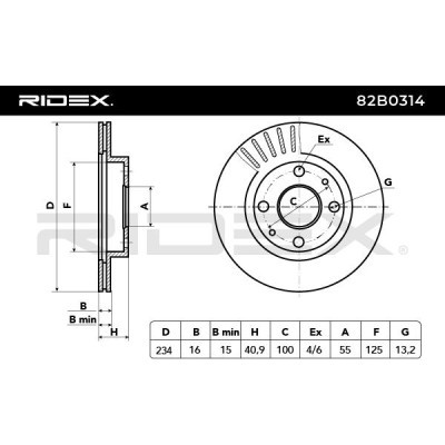 Bremsscheibe RIDEX 82B0314 82B0314 - foto 3