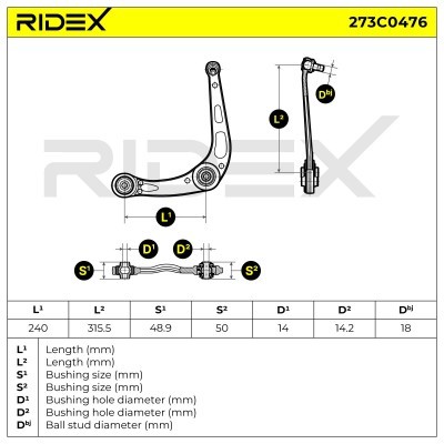 Querlenker RIDEX 273C0476 273C0476 - foto 10