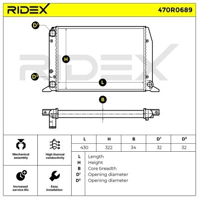Kühler, Motorkühlung RIDEX 470R0689 470R0689 - foto 5
