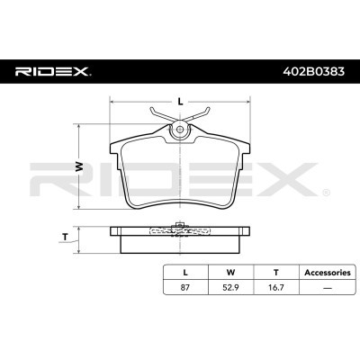 Bremsbeläge Satz RIDEX 402B0383 402B0383 - foto 3