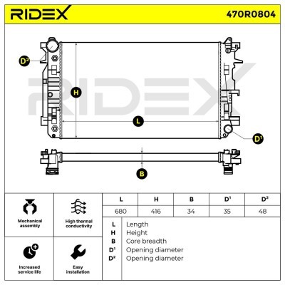 Kühler, Motorkühlung RIDEX 470R0804 470R0804 - foto 10