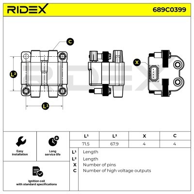 Zündspule RIDEX 689C0399 689C0399 - foto 6
