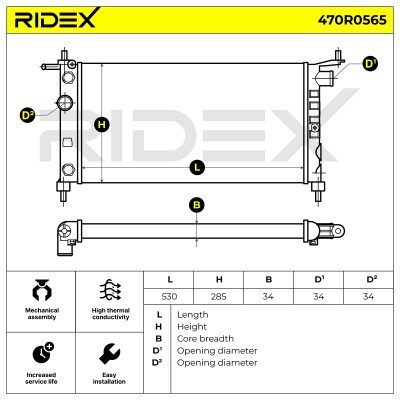 Kühler, Motorkühlung RIDEX 470R0565 470R0565 - foto 5