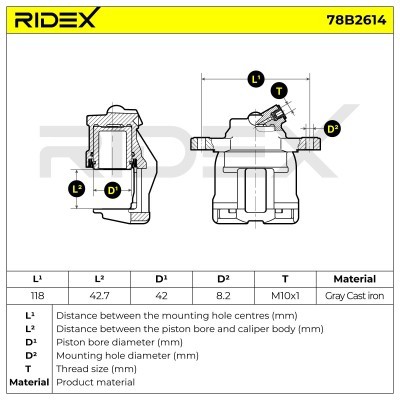Bremssattel RIDEX 78B2614 78B2614 - foto 7