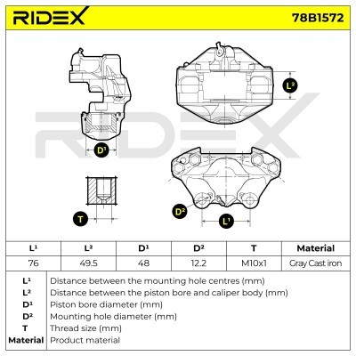 Bremssattel RIDEX 78B1572 78B1572 - foto 7