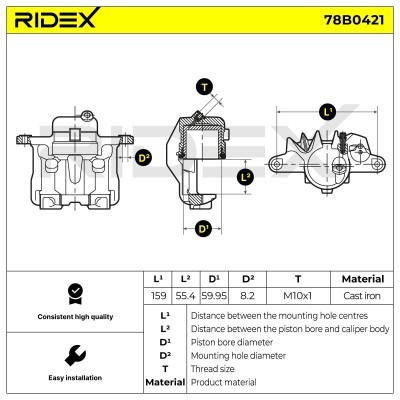 Bremssattel RIDEX 78B0421 78B0421 - foto 5