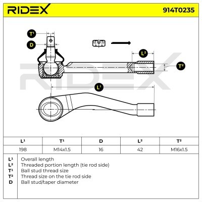 Spurstangenkopf RIDEX 914T0235 914T0235 - foto 5